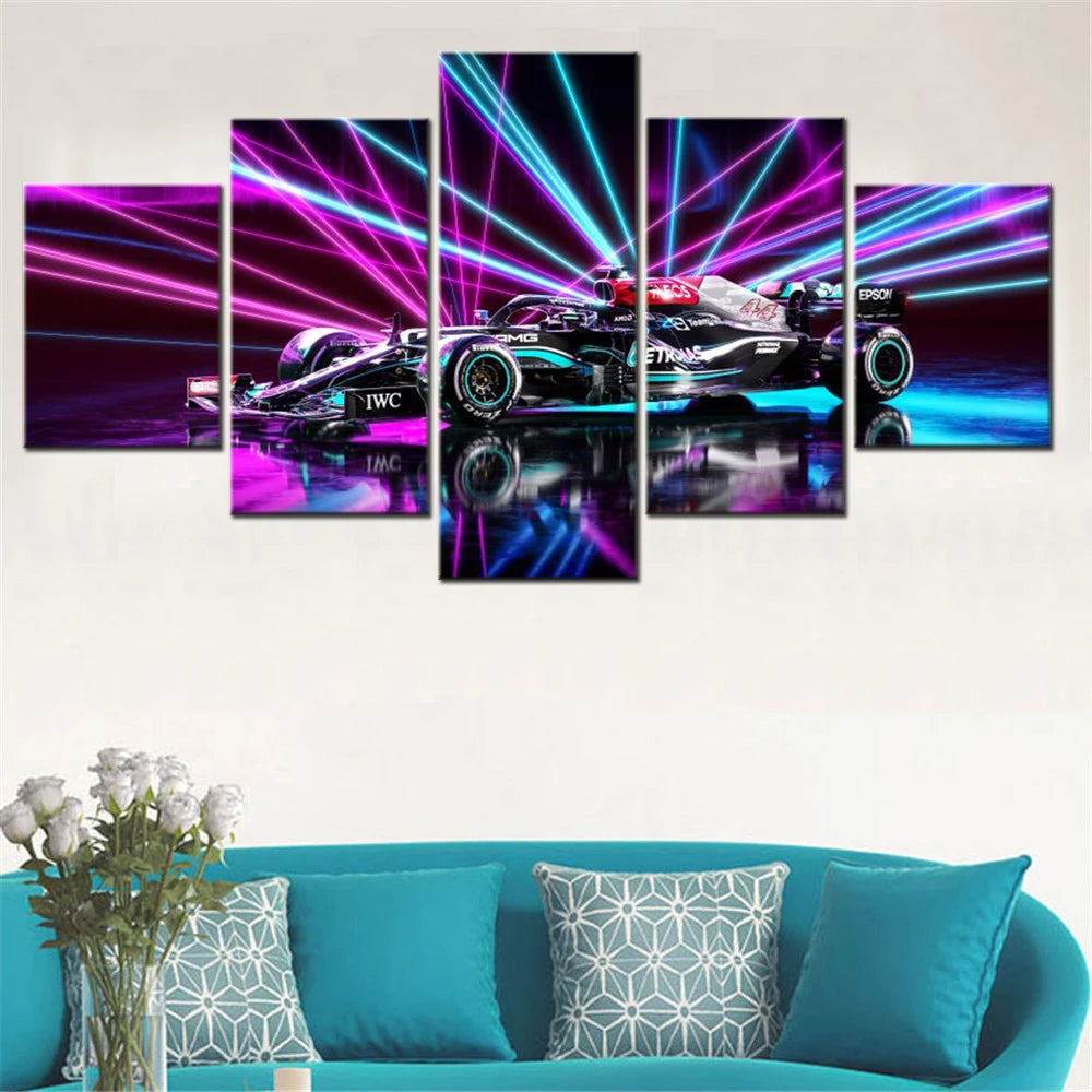 F1 W12 E Performance Car 5 Panels Painting Canvas Wall Decoration
