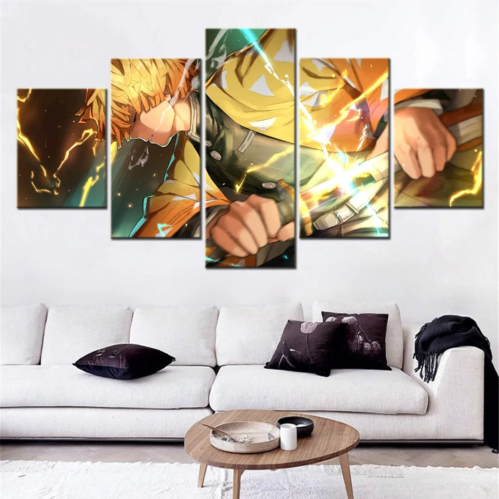Anime Demon Slayer 5 Panels Painting Canvas Wall Decoration