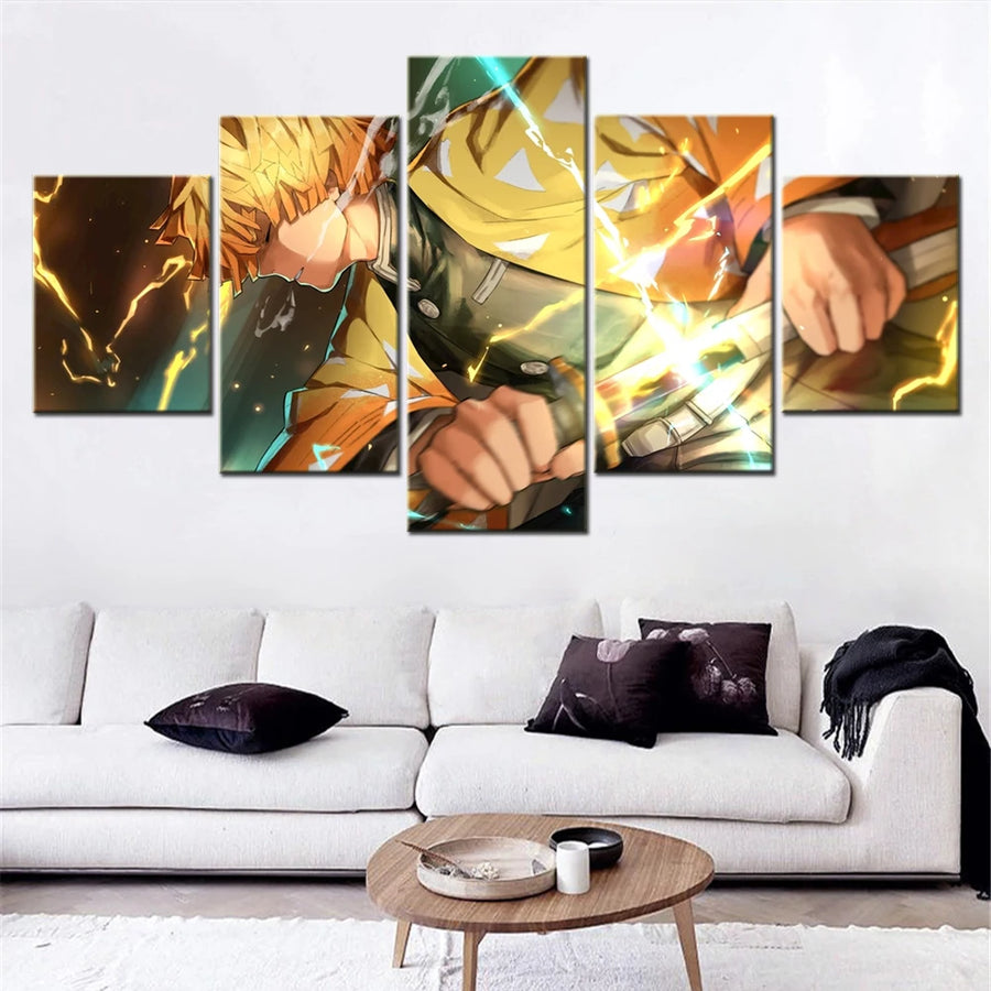 Anime Demon Slayer 5 Panels Painting Canvas Wall Decoration