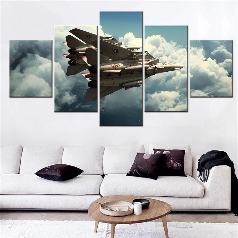 Airpower Art Collection US Navy Grumman F14 Tomcats 5 Panels Painting Canvas Wall Decoration