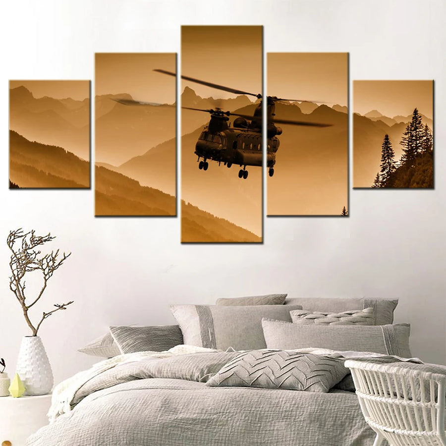 Boeing Chinook Helicopter 5 Panels Painting Canvas Wall Decoration