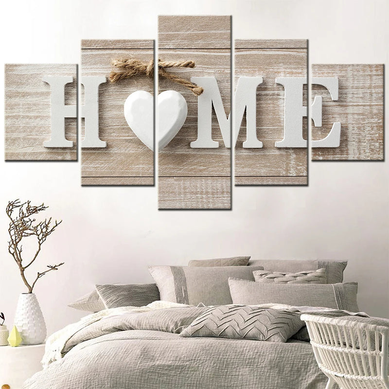 Sweet Home 5 Panels Painting Canvas Wall Decoration