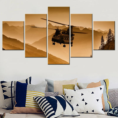 Boeing Chinook Helicopter 5 Panels Painting Canvas Wall Decoration
