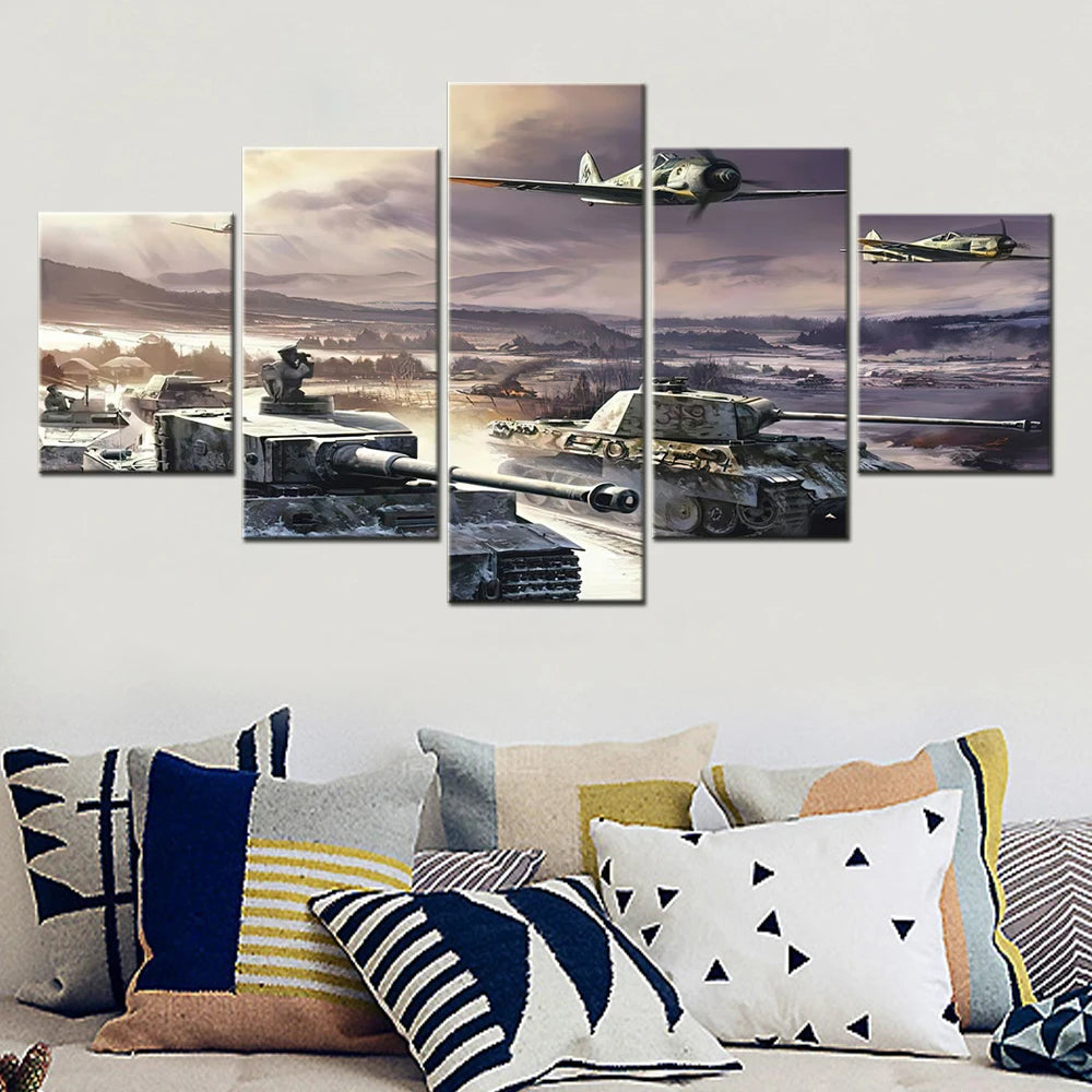 Rutherford Military Stalingrad 5 Panels Painting Canvas Wall Decoration