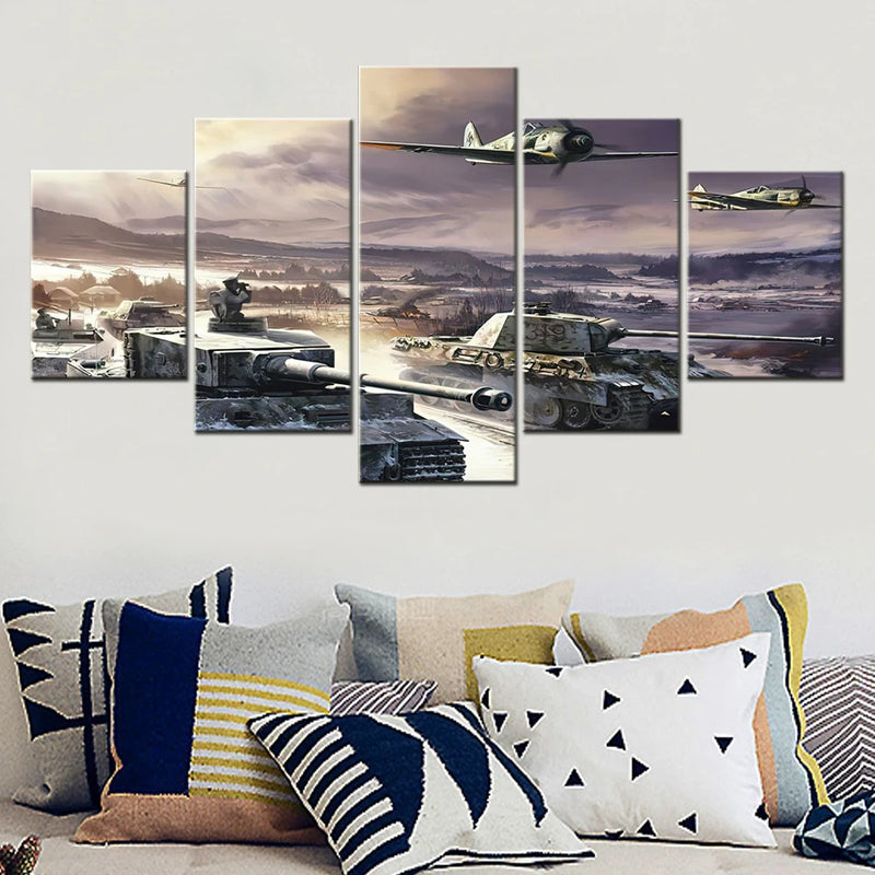 Rutherford Military Stalingrad 5 Panels Painting Canvas Wall Decoration