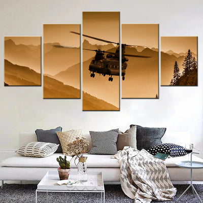 Boeing Chinook Helicopter 5 Panels Painting Canvas Wall Decoration