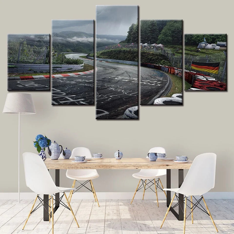 Nurburgring Rally Road Landscape 5 Panels Painting Canvas Wall Decoration