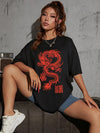 Chinese Loong Meets Oracle Funny Graphic Women T-Shirt