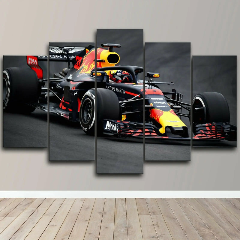 F1 Racing Car 5 Panels Painting Canvas Wall Decoration