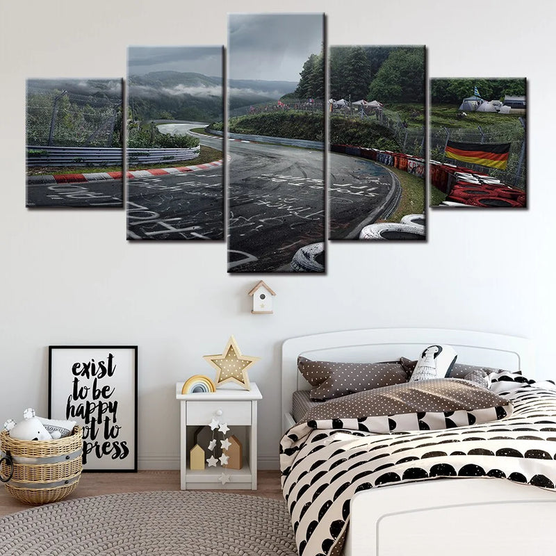 Nurburgring Rally Road Landscape 5 Panels Painting Canvas Wall Decoration