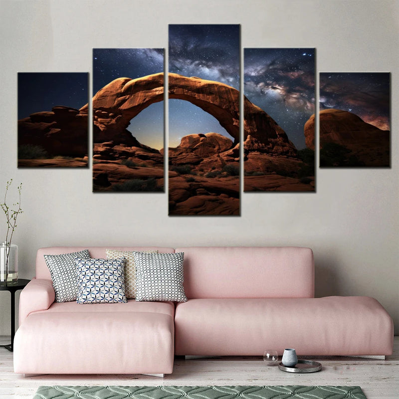 Nature Milky Way Arch Arches 5 Panels Painting Canvas Wall Decoration