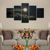 Gold Sun Cloud and Sky Landscape 5 Panels Painting Canvas Wall Decoration