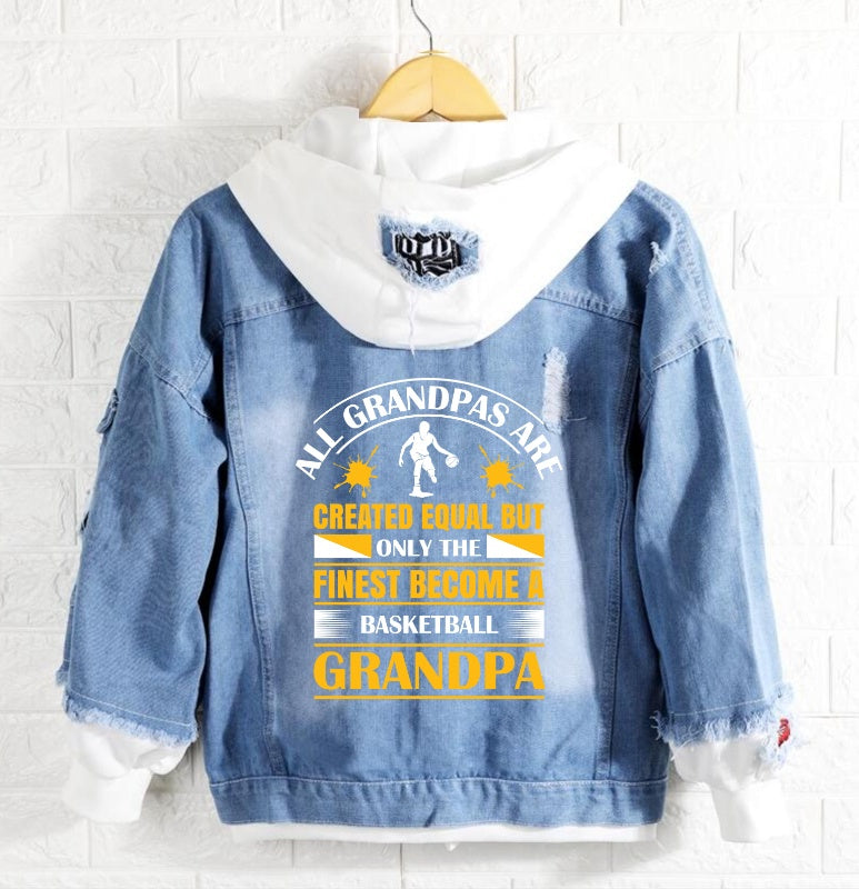 Basketball grandpa Jeans Denim Hoodie Jacket