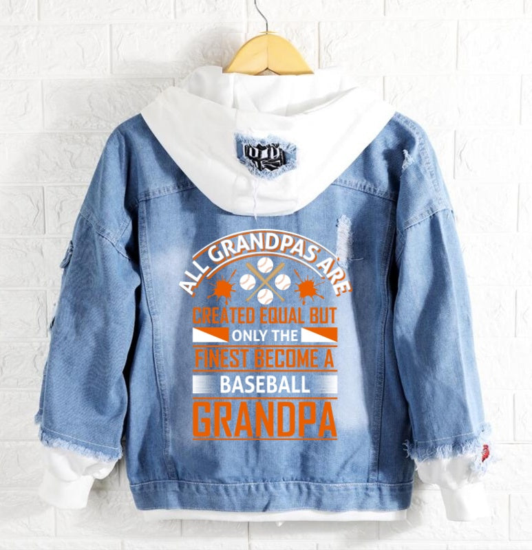 Baseball grandpa Jeans Denim Hoodie Jacket