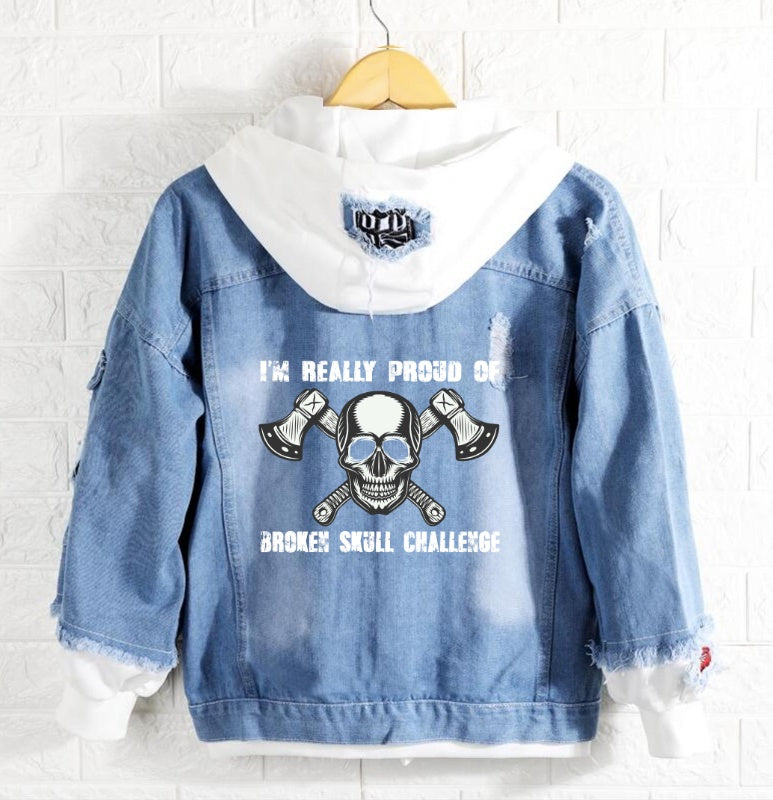 I'm really proud of broken skull challenge Jeans Denim Hoodie Jacket