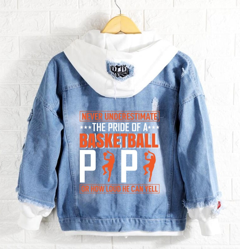 Basketball papa Jeans Denim Hoodie Jacket