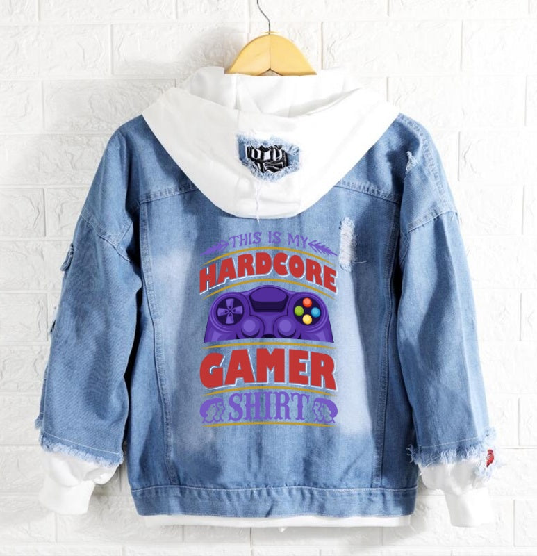 This is my hardcore gamer shirt Jeans Denim Hoodie Jacket
