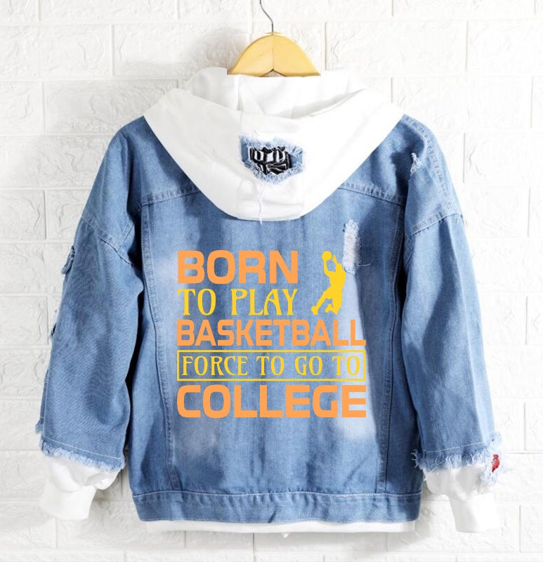 Born to play basketball Jeans Denim Hoodie Jacket