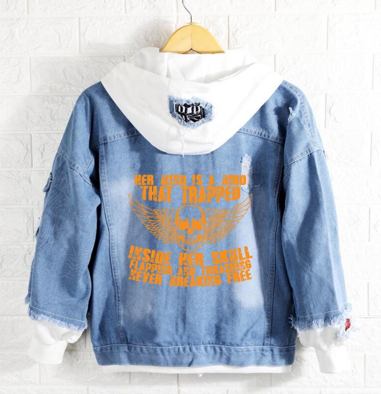 Inside her flapping and thrashing never breaking free Jeans Denim Hoodie Jacket
