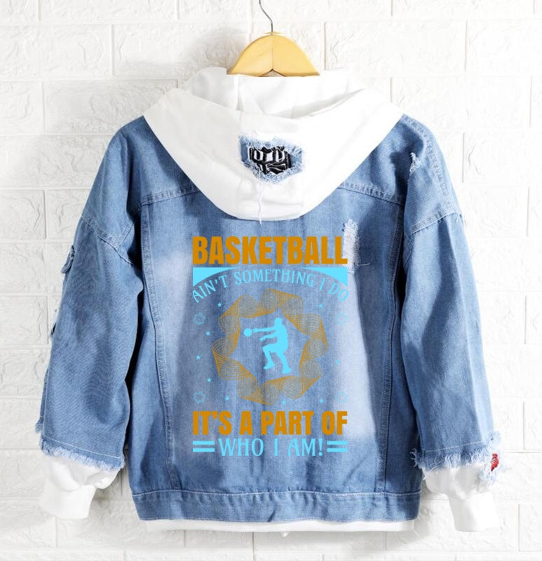 Basketball it's a part of who I am Jeans Denim Hoodie Jacket