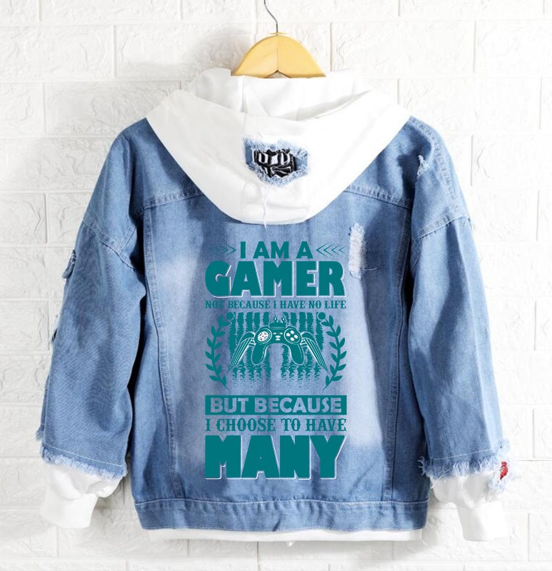 I Am a gamer Denim Hoodie Jacket