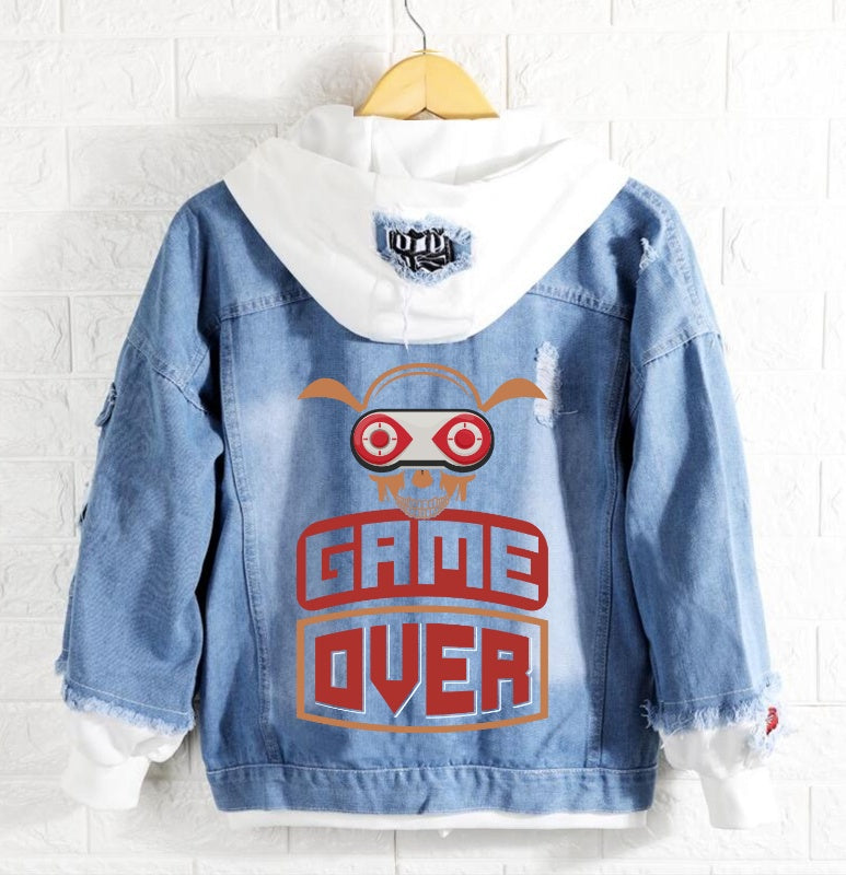Game over Denim Hoodie Jacket