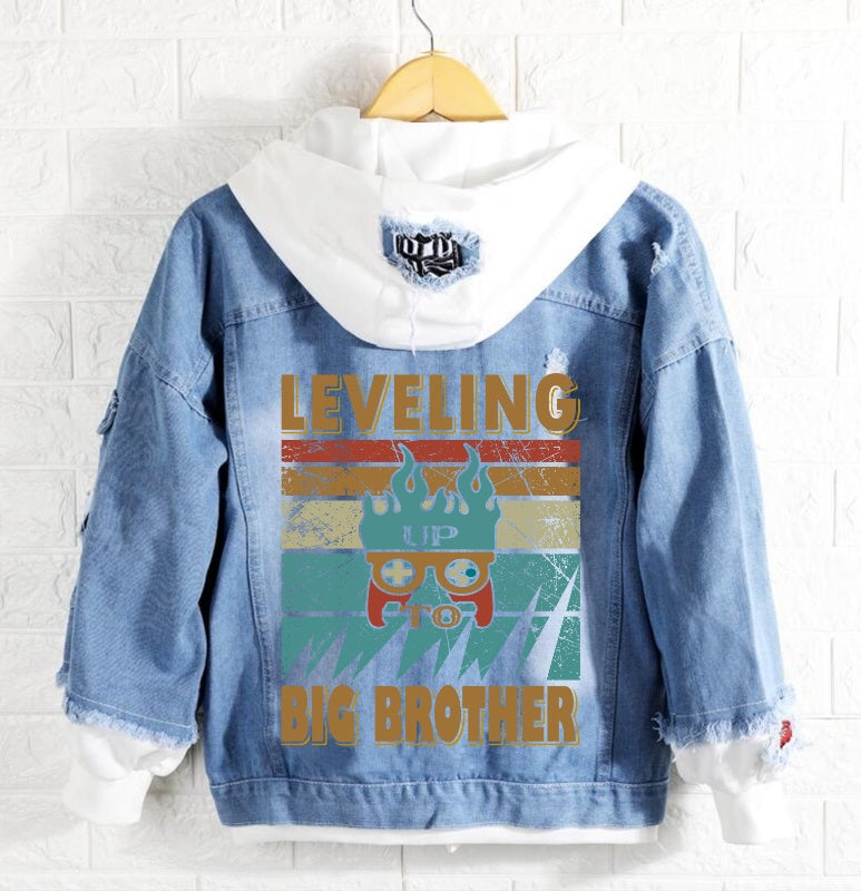 Leveling Up To Big Brother Denim Hoodie Jacket