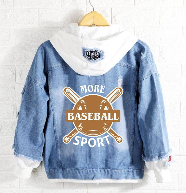 Baseball more sport Jeans Denim Hoodie Jacket