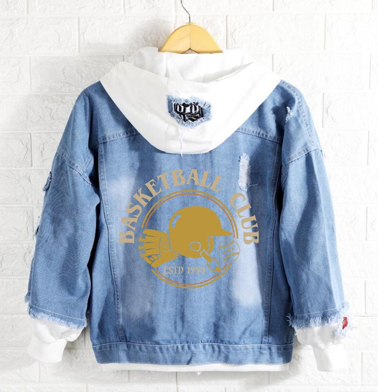 Basketball club Jeans Denim Hoodie Jacket