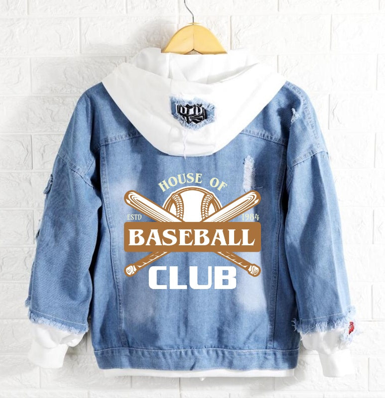 House of baseball club Jeans Denim Hoodie Jacket