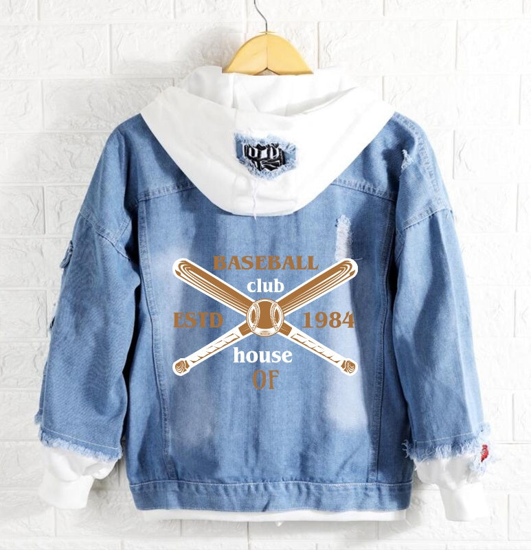 Baseball club estd 1984 Jeans Denim Hoodie Jacket
