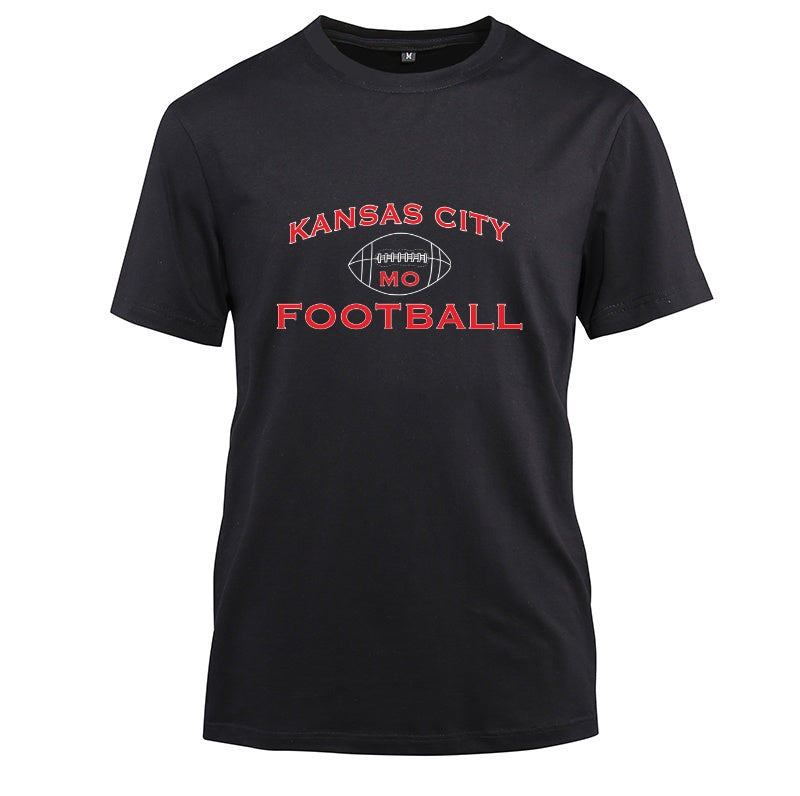 KANSAS CITY Design Cotton Black Short Sleeve T-Shirt
