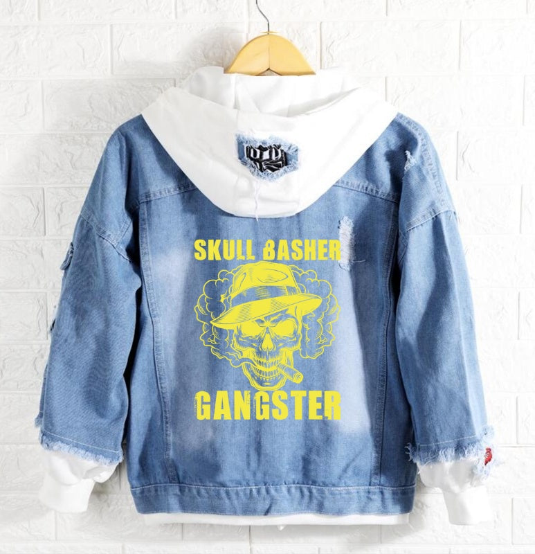Skull Basher Gangster Jeans Denim Hoodie Jacket