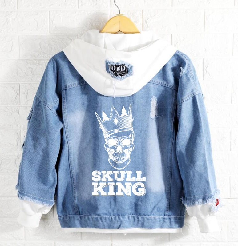 Skull King Jeans Denim Hoodie Jacket