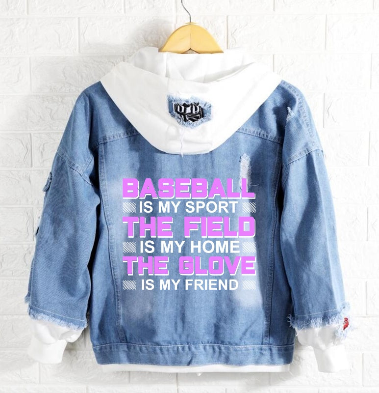 Baseball is my sport Jeans Denim Hoodie Jacket