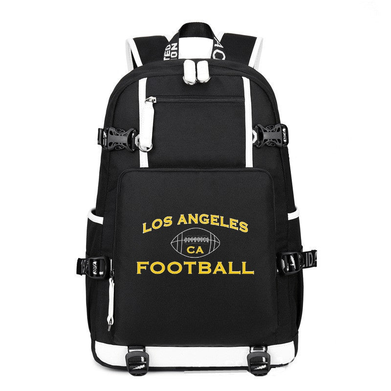 LOS ANGELES City black printing Canvas Backpack