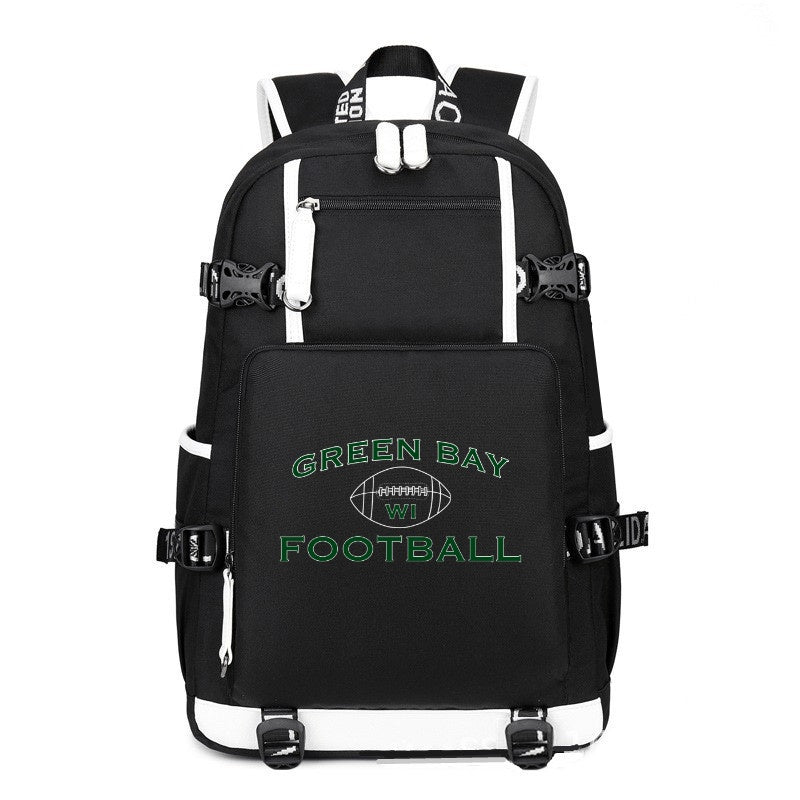 GREEN BAY City black printing Canvas Backpack
