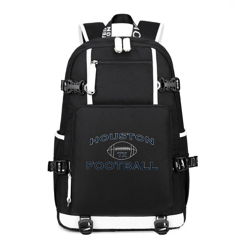 HOUSTON City black printing Canvas Backpack