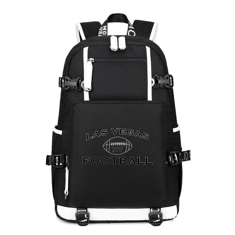 LAS VEGAS City black printing Canvas Backpack