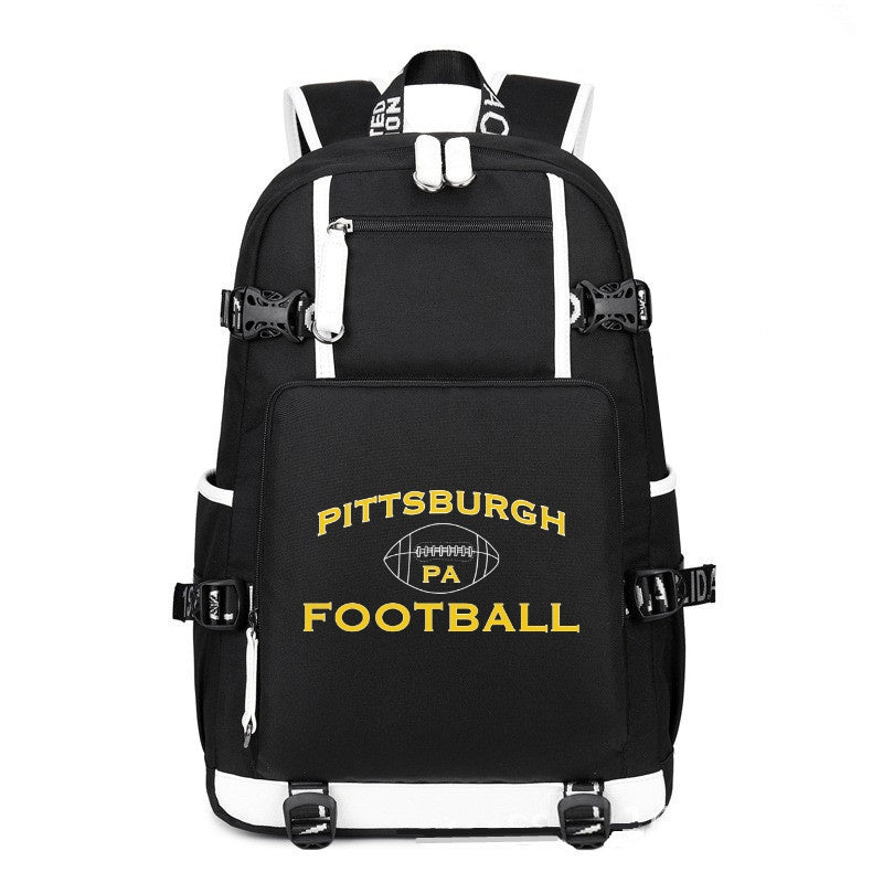 PITTSBURGH City black printing Canvas Backpack