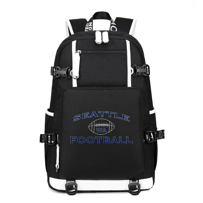 SEATTLE City black printing Canvas Backpack