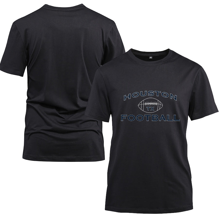 HOUSTON City Cotton Black Short Sleeve T-Shirt