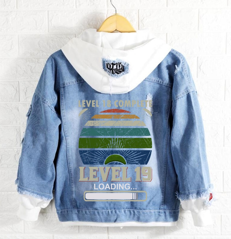 Level 18 complete level 19 loading Jeans Denim Hoodie Jacket