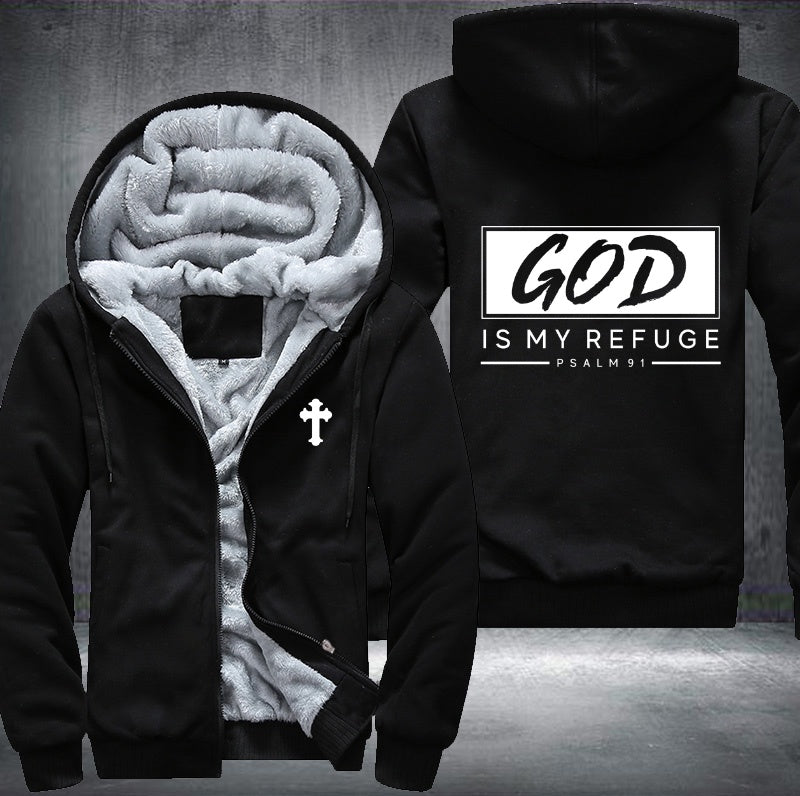 God is my refuge Fleece Hoodies Jacket