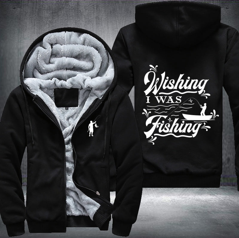 Wishing I was fishing Fleece Hoodies Jacket