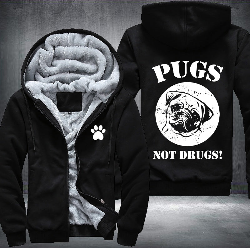 PUGS NOT DRUGS Fleece Hoodies Jacket