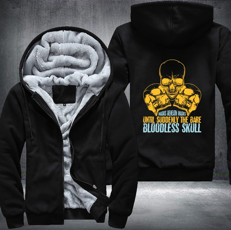 Masks beneath masks until suddenly the bare bloodless skull Fleece Hoodies Jacket