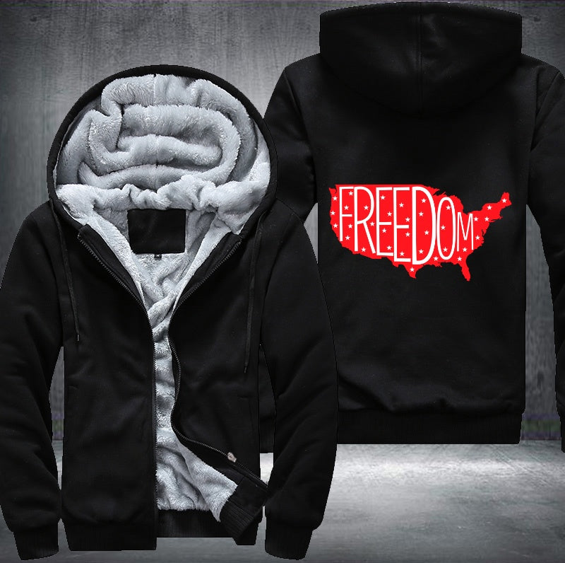 FREEDOM US RED MAP Fleece Hoodies Jacket