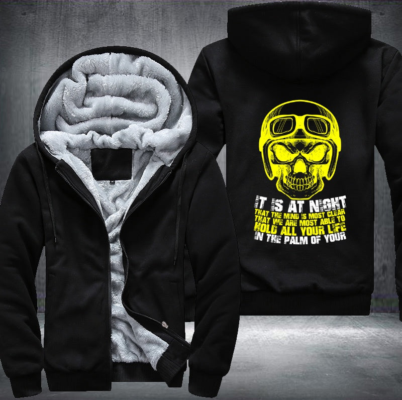 Skull It Is At Night Fleece Hoodies Jacket