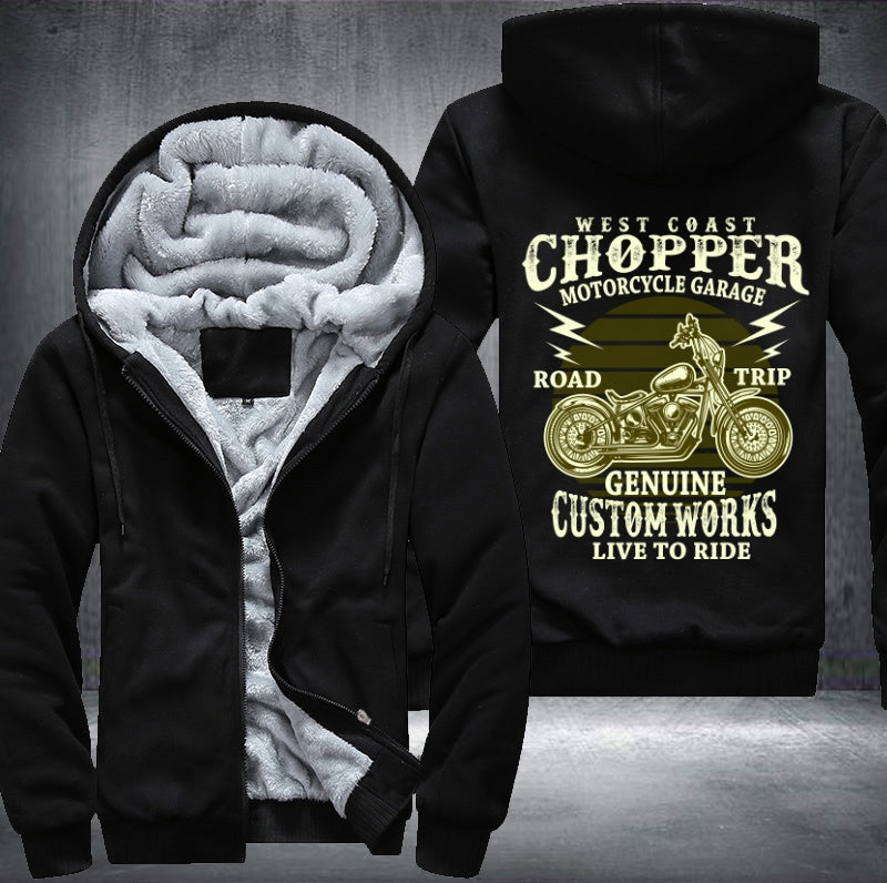 West coast chopper motorcycle garage Fleece Hoodies Jacket